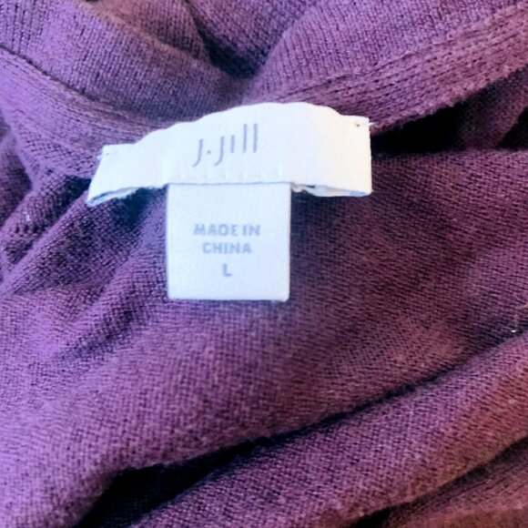 J Jill Women Cardigan Sweater V Neck Button Purple Cotton Rayon Knit Size L - Picture 12 of 14